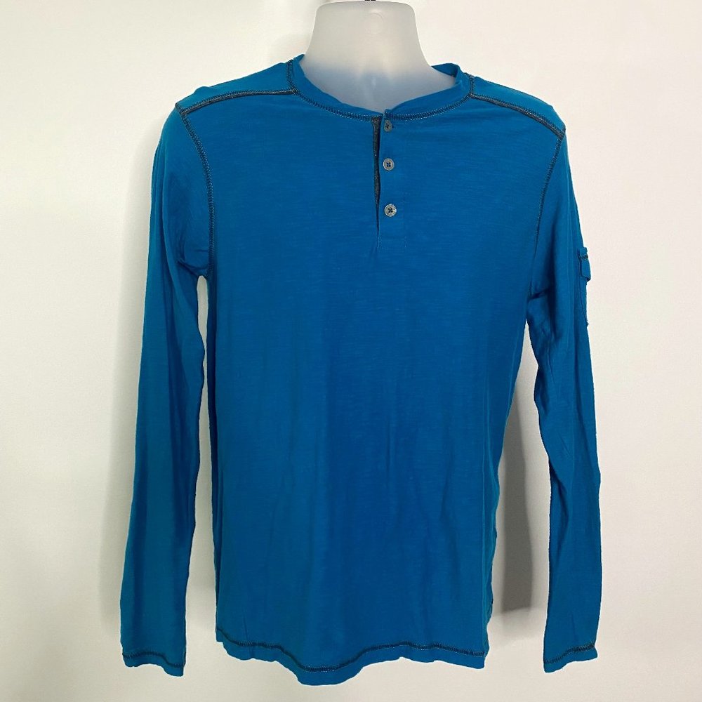(MC) Long Sleeve Aqua 1/4 Button Up
